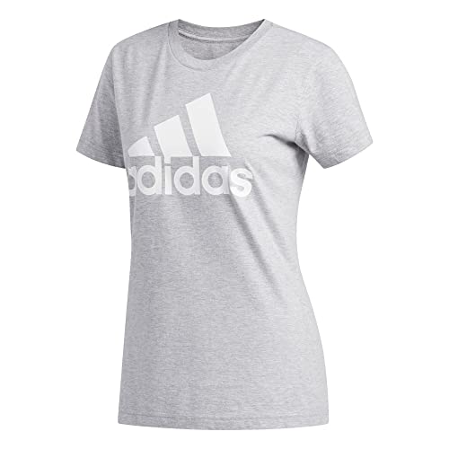 adidas Women’s Badge of Sport Tee, Medium Grey Heather/White, X-Large