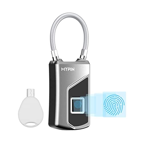 Fingerprint Lock with Key Backup, Smart keyless Waterproof Fingerprint Padlock Ideal for Gym, Door, Luggage, Suitcase, Backpack, Bike, Office