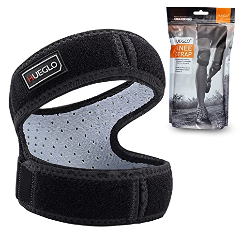HUEGLO Patella Knee Strap for Knee Pain Relief,Knee Brace Support for Tendonitis,Osgood schlatter,Arthritis, Patellar Tendon Support Strap for Meniscus Tear,Runners,MCL,ACL,Injury Recovery,12″-18″,1 Piece