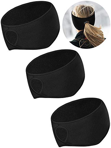 Tatuo 3 Pieces Fleece Ponytail Headband Earband Winter Running Headband Ear Warmer Headband for Women Girls Outdoor Sports and Fitness (Color Set 5)
