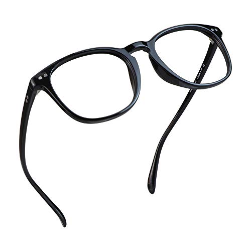 LifeArt Blue Light Blocking Glasses, Anti Eyestrain, Computer Reading Glasses, Gaming Glasses, TV Glasses for Women Men, Anti Glare (Black, No Magnification)