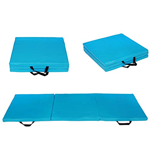 Polar Aurora 2’x6’x2 Gymnastics Folding Mat Fitness Aerobics Exercise Yoga Tumbling Mat Colors (Blue)