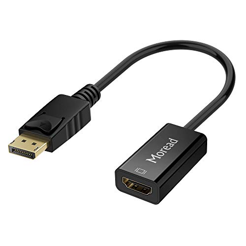 Moread DisplayPort (DP) to HDMI Adapter, Gold-Plated Uni-Directional Display Port PC to HDMI Screen Converter (Male to Female) Compatible with HP, Dell, Lenovo, NVIDIA, AMD & More, Passive, Black