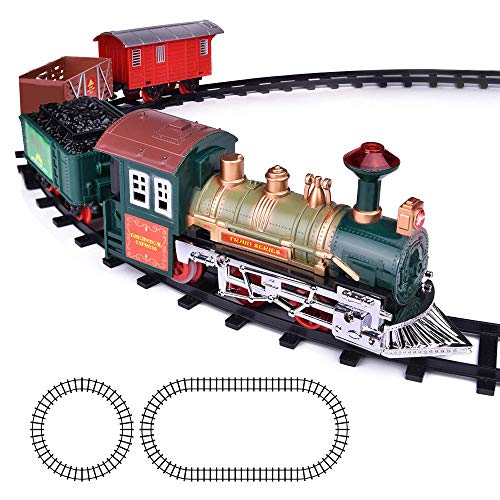 ArtCreativity Deluxe Train Set for Kids – Battery-Operated Toy with 4 Cars and Tracks – Durable Plastic – Cute Christmas Holiday Train for Under The Tree, Great Gift Idea for Boys, Girls, Toddlers