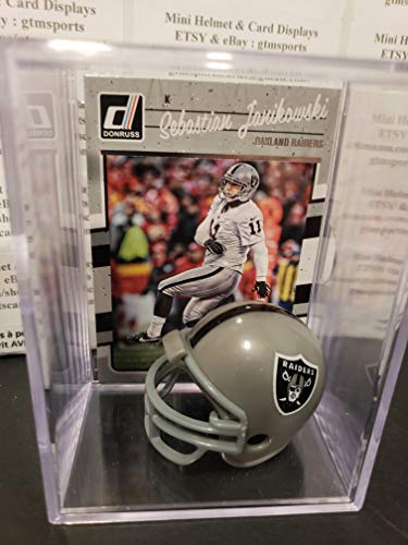Sebastian Janikowski Oakland Raiders Mini Helmet Card Display Case Collectible Auto Shadowbox Autograph