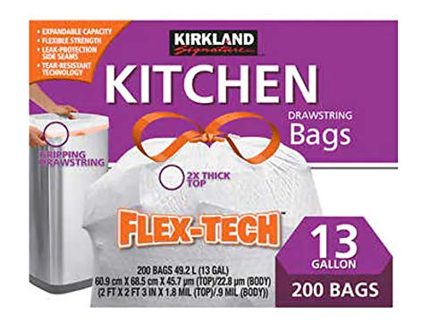 Kirkland 13 Gallon Trash Bag, 200 Count, Multicolor, 200 Count