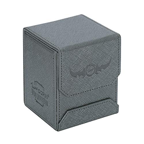 Zoopin Leather Deck Box-Metallic Gray for Collectible Cards-MTG,Yugioh,Pokeman,TES Legacy,Munchkins CCG Decks and Also Small Tokens or Dice- Hold 80 Sleeved Cards or 150 Naked Cards … …