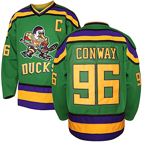 Phoneutrix Charlie Conway #96 Mighty Ducks Movie Hockey Jersey White Green (Green, Medium)