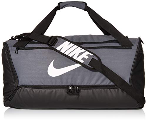 Nike Brasilia Training Medium Duffle Bag, Durable Nike Duffle Bag for Women & Men with Adjustable Strap, Flint Grey/Black/White