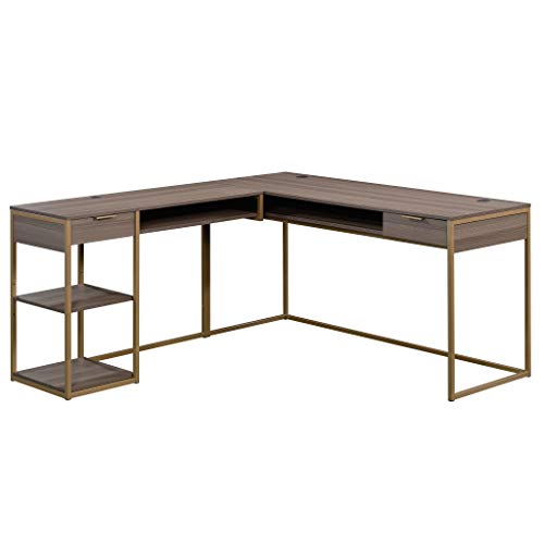 Sauder International Lux L-Shaped Desk, L: 65.98″ x W: 60.0″ x H: 29.72″, Diamond Ash Finish