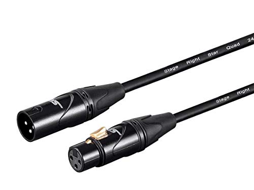 Monoprice Starquad XLR Male to XLR Female Microphone Cable – 10 Feet – Black, 24AWG, Optimized for Analog Audio – Gold Contacts – Stage Right Series