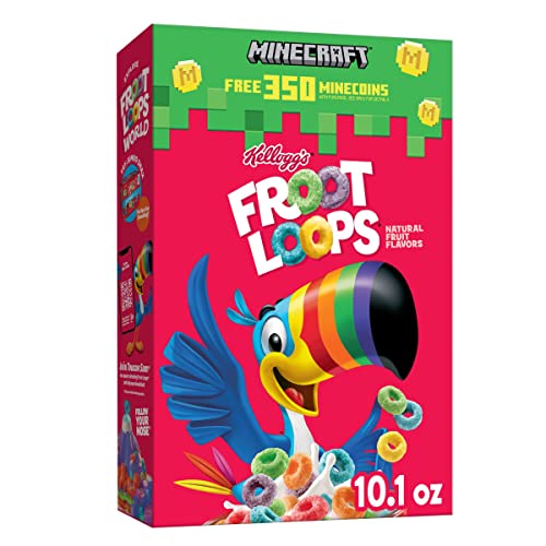 Kellogg’s Froot Loops Cold Breakfast Cereal, Fruit Flavored, Breakfast Snacks with Vitamin C, Original, 10.1oz Box (1 Box)
