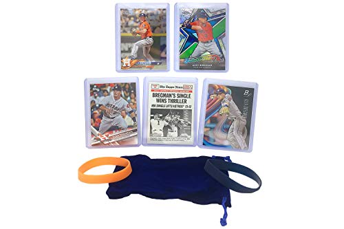Alex Bregman Baseball Cards (5) ASSORTED Houston Astros Trading Card and Wristbands Gift Bundle