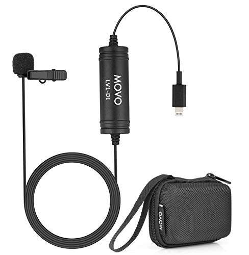 Movo LV1-DI High Fidelity Digital Lavalier Omnidirectional Clip on Microphone for iPhone with MFi Certified Lightning Connector Compatible with iPhone, iPad, iPod, iOS Smartphones and Tablets