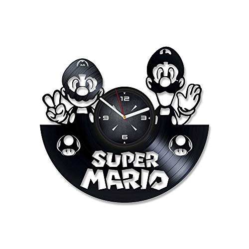 Kovides Mario Luigi Vinyl Record Wall Clock. Decor for Bedroom, Living Room, Kids Room. Gift for Children, Men or Women. Christmas, Birthday, Holiday, Housewarming Present.
