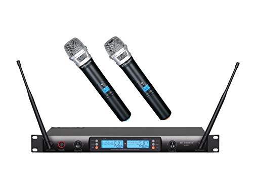 GTD Audio 2×100 Adjustable Channels UHF Wireless Cordless Handheld Microphone Mic System Ideal for Church, Karaoke, Dj Party, Range 400 ft,
