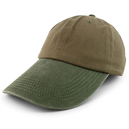 Armycrew 4 Inch Long Bill Pigment Dyed Washed Cotton Baseball Cap – Khaki Green