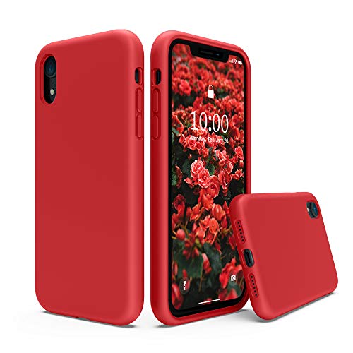SURPHY Silicone Case Compatible with iPhone XR Case 6.1 inches, Soft Liquid Silicone Shockproof Phone Case (with Microfiber Lining) Compatible with XR (2018) 6.1 inches (Red)