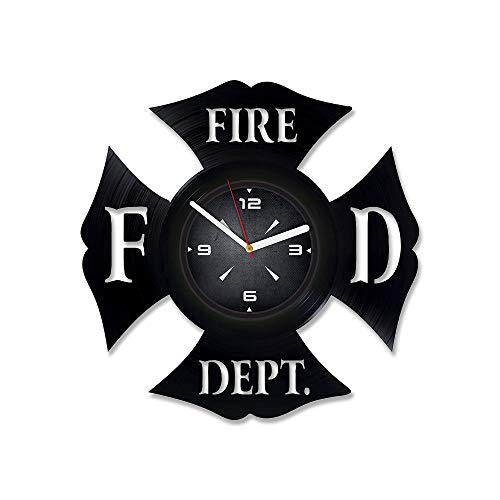 Fire Department Logo Vinyl Record Wall Clock. Decor for Bedroom, Living Room, Kids Room. Gift for Him or Her. Christmas, Birthday, Holiday, Housewarming Present.