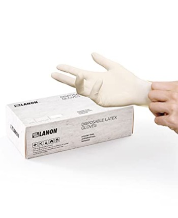 LANON 5 mil Latex Disposable Gloves, Food-Contact Grade, Powder-Free, Fully Textured, White, Medium | The Storepaperoomates Retail Market - Fast Affordable Shopping
