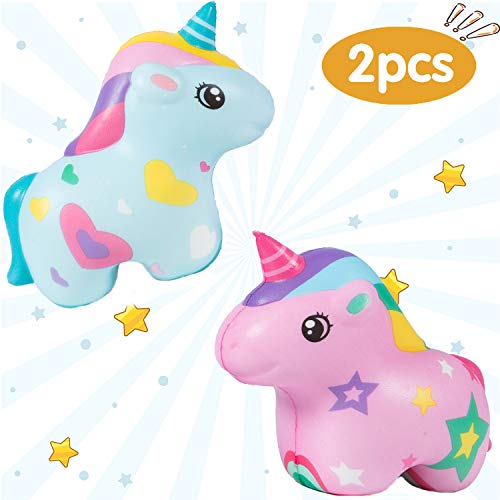 AILIMY 2PCs Squishies Galaxy Unicorn Slow Rising Jumbo Kawaii Cute Creamy Food Scent for Kids Party Toys