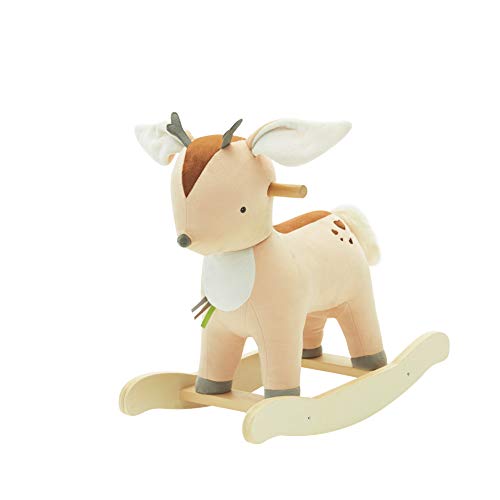 labebe 【New Baby Rocking Horse Plush, Male Fawn Rocker Toy for Child 1-3 Years, Rocking Horse/Fawn Rocking Horse/Deer Rocker/Reindeer Rocking Horse/Riding Horse/Stuffed Animal Rocker (NO Music)