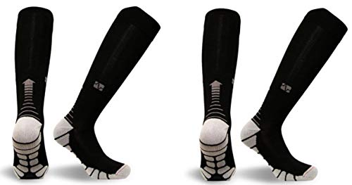 Vitalsox Men’s Tall Size Patented Graduated Compression Socks, Black 2-Pack, Medium