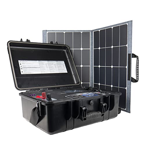 Wagan EL8822 Solar e Power generator Portable Solar Power Generator with 800W AC Power Inverter + 60W Solar Panel w/ USB Power Station Ports and AC/DC Outlets for Camping Emergency Outdoor Black