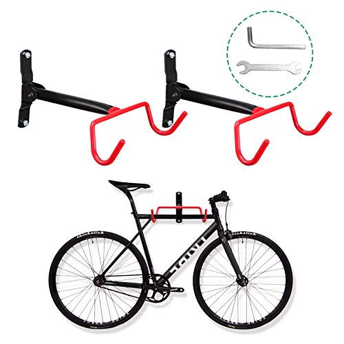 Voilamart 2 Packs Bike Wall Mount Hanger Bike Rack for Garage Horizontal Bike Rack hook Indoor Foldable Bicycle Storage with Screws