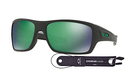 Oakley Turbine OO9263 926345 63M Matte Black/Prizm Jade Polarized Sunglasses For Men+BUNDLE Accessory Leash Kit + BUNDLE with Designer iWear Complimentary Care Kit