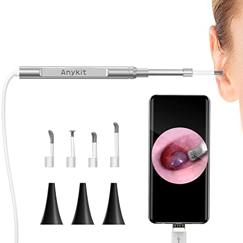 Anykit USB Otoscope for PC & Android Device(NOT for iPhone/iPad), Ultra Clear View Ear Camera with Ear Wax Removal Tool, Waterproof Ear Scope Endoscope with LED Lights, Ear Cleaning Spoons