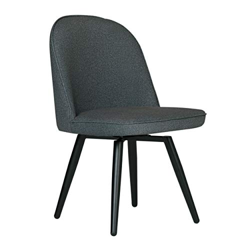 Studio Designs Home Dome Upholstered Armless Swivel Dining, Office Side Charcoal Grey Chair with Metal Legs, 22″ W x 24.5″ D x 33.5″ H