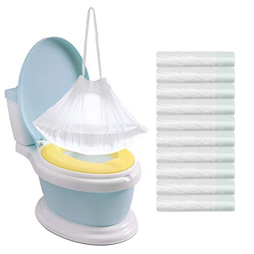 Tebery 100 Pack Portable Potty Chair Liners with Drawstring, Potty Bags Potty Liners Disposable for Baby Toilet Potty Training Seat