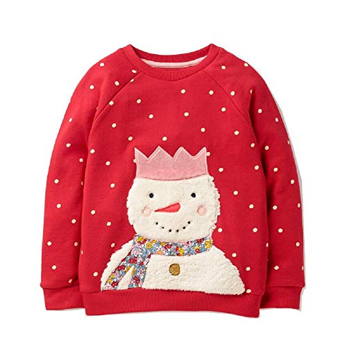 Hongshilian Unisex Kids Cute Cartoon Cotton Sweater Shirt(7T,Snowman & Red)