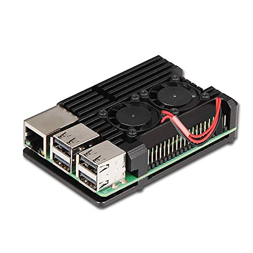 ZkeeShop Aluminum Case Alloy Armor with Cooling Heatsink Dual Fan Compatible for Raspberry Pi 3 Model B，Pi 3 B+，Pi 2 Model B(Not Include Raspberry Pi Board) (with Dual Fan)
