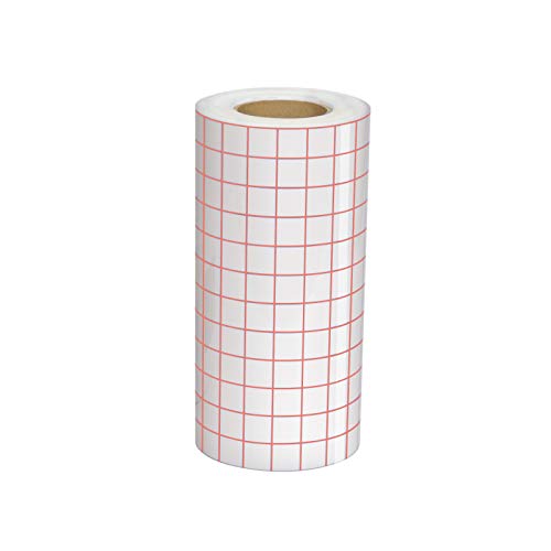 Clear Vinyl Transfer Paper Tape Roll 6″ x 50 Feet Clear w/Red Alignment Grid – Application Transfer Tape Perfect for Self Adhesive Vinyl for Signs Stickers Decals Walls Doors & Windows