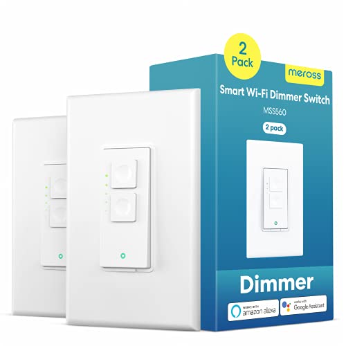 Smart Dimmer Switch, 2.4GHz WiFi Light Switches for Dimmable LED Light, Supports Alexa, Google Assistant and SmartThings, Single-Pole Switch with Voice Control and Schedule(2 Packs)
