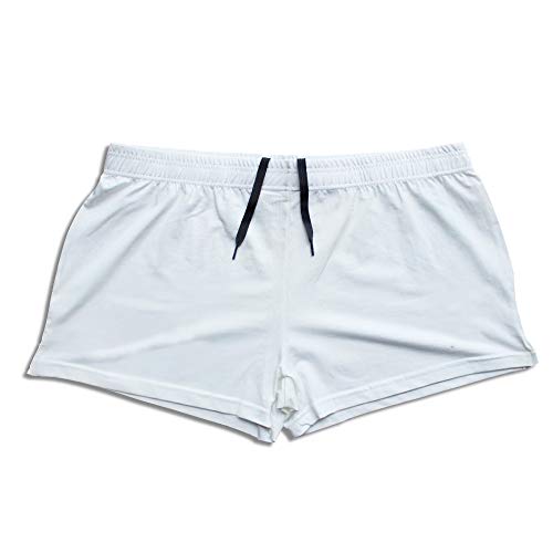 JEEING GEAR Men’s Bodybuilding Gym Workout Fitness Shorts 3″ Inseam inch Cotton Without Pocket White M