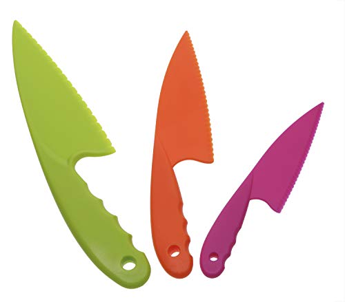 PENTA ANGEL 3 Colors Plastic Knife Set 3 Sizes Nylon Knife Safety Cooking Chef Knives for Fruit Lettuce Vegetable Salad Bread (3 Colors)