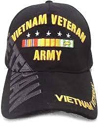 U.S. Army Vietnam Veteran Baseball Cap Black Adjustable NAM Vet Hat