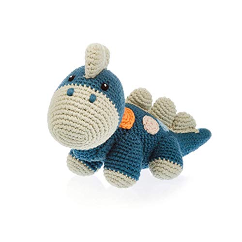 Pebble | Handmade Dinosaur – Blue | Organic Cotton | Crochet | Fair Trade | Pretend | Imaginative Play | Stegosaurus | Machine Washable