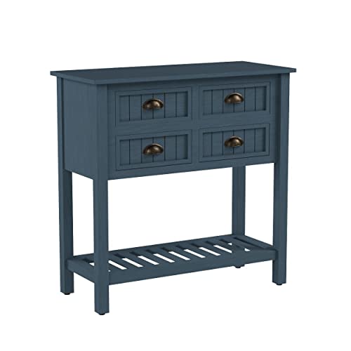 Decor therapy Bailey Bead Board 4-Drawer Console Table, 14 x 32 x 32 in, Antique Navy