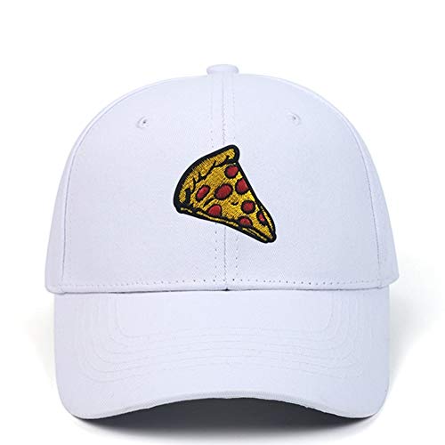 YUNXIBASECAP Pepperoni Pizza Embroidery Baseball Cap Dad Hat Unisex Adjustable Hip hop Pizza Cap White