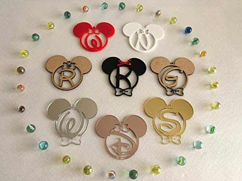 Personalized Mickey Mouse Minnie Mouse Initial Letters Hanging Ornament Monogram Customized Disney First Birthday Gift for Kids First Christmas Baubles Tree Decorations Mouse Ears Home Decor 1st Xmas