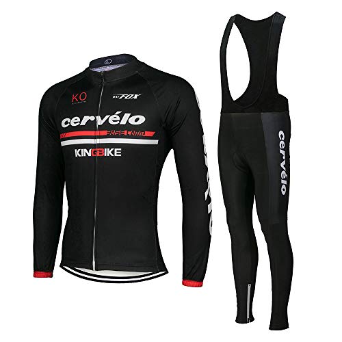 Men’s Cycling Jersey Set Bike Jersey Bicycle Winter Thermal Fleece Long Sleeve Suit C4 (Z, M)