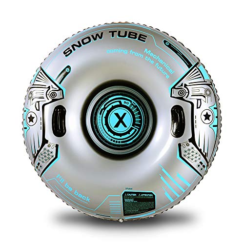 XFlated Iron Snow Tube, 48 inches Heavy Duty Inflatable Snow Tube Sled, Robot Snow Sled and Snow Toy for Adults or Kids