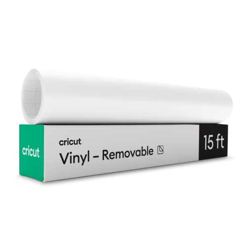 Cricut Premium Removable Vinyl (12 in × 15 ft), No-Residue Easy Removal up to 2 Years, Perfect for Indoor-Outdoor DIY Projects & Removable Decals, Compatible with Cricut Machines, White
