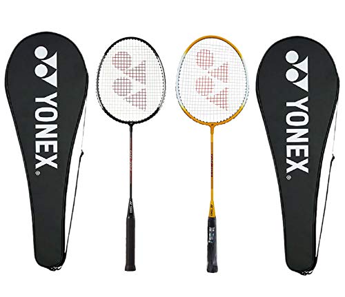 Yonex GR 303 Combo Badminton Racquet with Full Cover, Set of 2 (Black/Yellow)