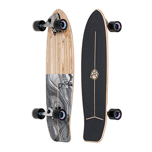 FLOW Surf Skates Swell 33″ Surf Skateboard with Carving Truck Complete, Black