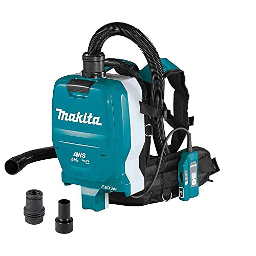 Makita XCV10ZX 18V X2 LXT® Lithium-Ion (36V) Brushless Cordless 1/2 Gallon HEPA Filter Backpack Dry Dust Extractor, AWS™ Capable, Tool Only